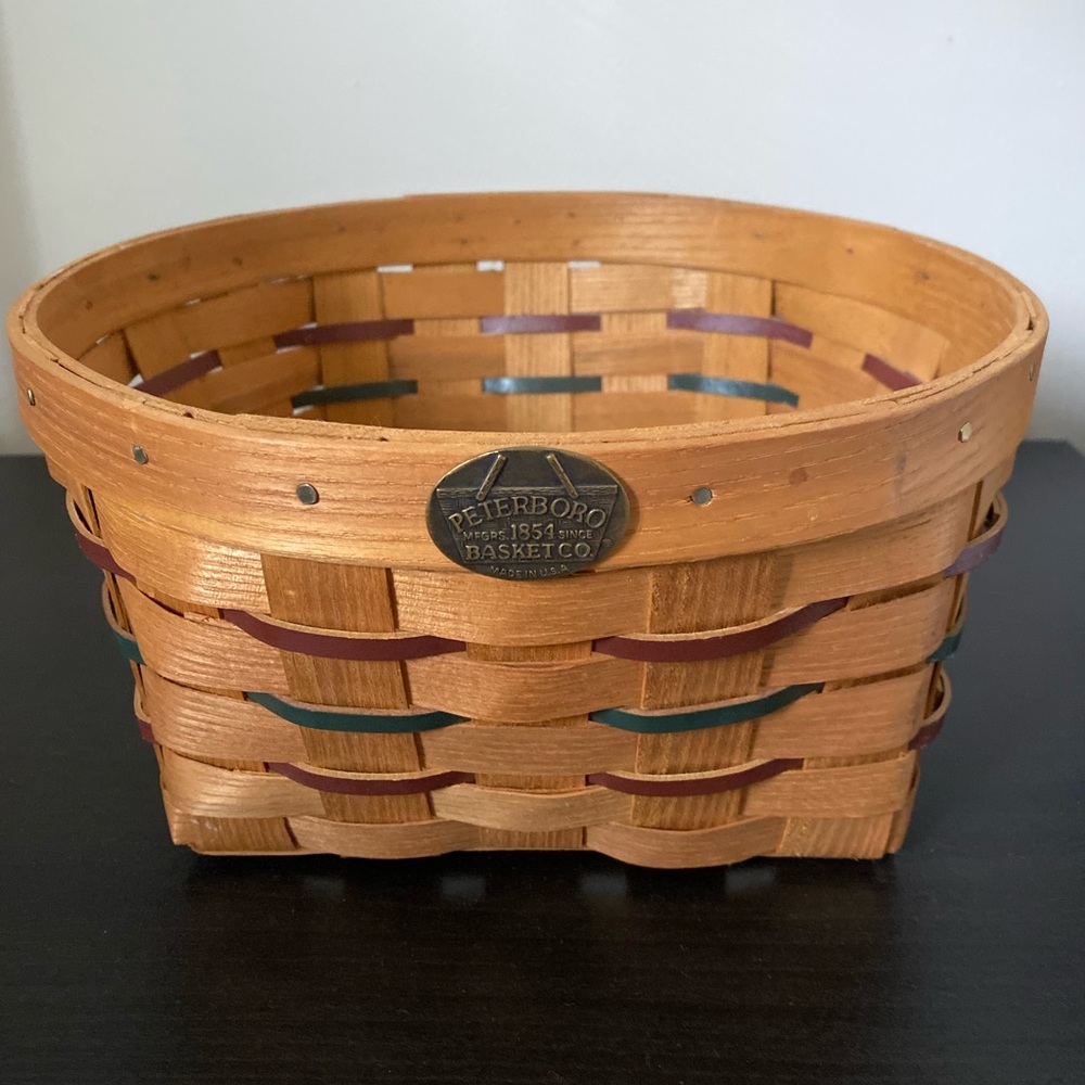 ⚡️SALE Peterboro Basket with Burgundy and Green Accents Made in USA